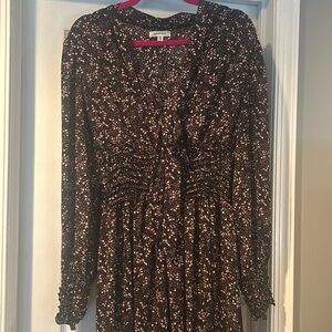 3/4 stretch sleeve with stretch mid section floral dress